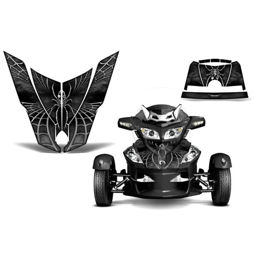 CreatorX Graphics Kit Decals Stickers for Can-Am Brp Spyder Rt Hood SpiderX Silver