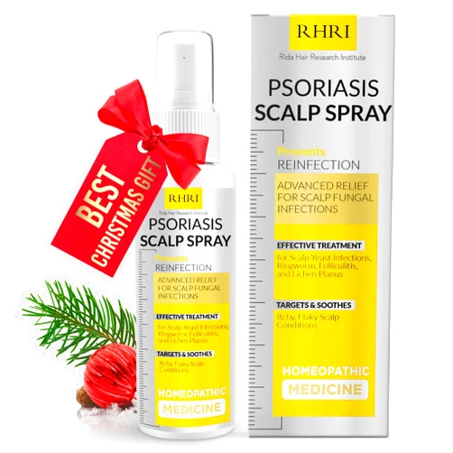 Rida Hair Research Institute Psoriasis Scalp Spray | Dandruff Treatment for Scalp Yeast Infections, Psoriasis & Folliculitis | Antifungal & Ringworm Itchy Scalp Treatment Formula Spray for Dryness and Fungal Infections