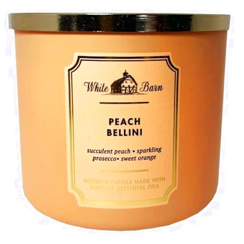 Bath & Body Works Bath and Body Works, White Barn 3-Wick Candle w/Essential Oils - 14.5 oz - 2021 Core Scents! (Peach Bellini)