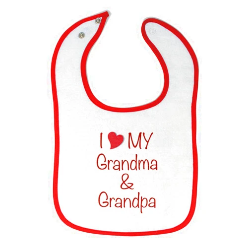Cute Rascals Toddler & Baby Bibs Burp Cloths Grandpa Grandfather I Love My Grandma and Grandpa Grandfather Cotton Baby Items for Baby Girl & Boy White Red Design Only