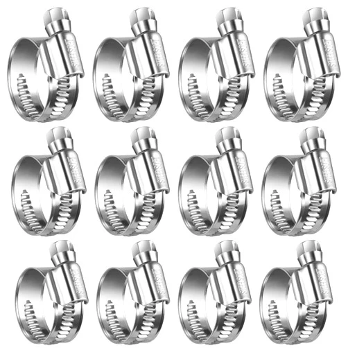 Steelsoft Heavy Duty Hose Clamp Size#8, 5/8 to 1 inch Adjustable Worm Gear Drive Hose Clamps Stainless Steel 304 for Fuel Injection Line, Automotive, Radiator, Garden,12 Pack