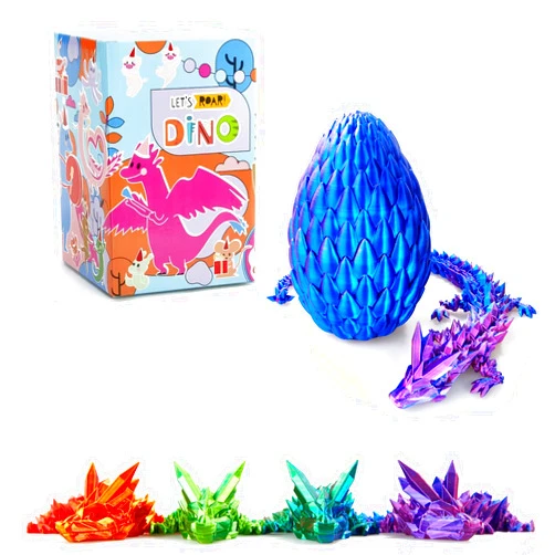 Usoway 3D Printed Dragon, Crystal Dragon with a Dragon Egg, 15Inch Adults Fidget Dragon Toy, Articulated Dragon Decor for Home Office Car Desk, Gifts for Kids, Classroom Rewards (Blue Purple)