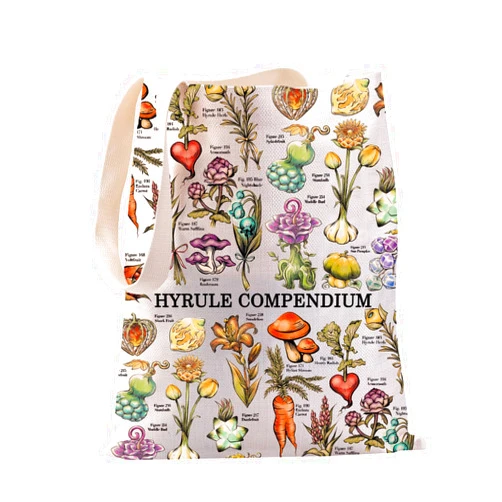 JYTAPP Hyrule Compendium Flower Tote Bag Cartoon Video Game Gift Korok Game Shopping Bag Hyrule Merchandise Gamer Gift