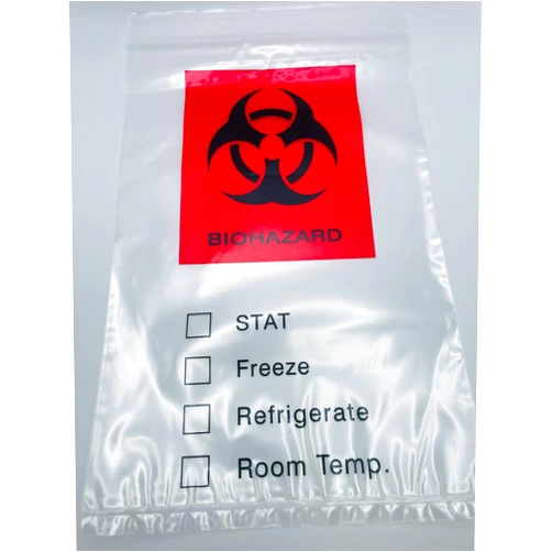 Keebomed Zip-Style Biohazard Specimen Bags, Plastic, Latex Free, 9