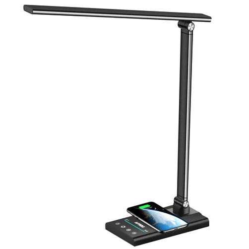AFROG 5th Gen Multifunctional LED Desk Lamp with 10W Fast Wireless Charger, USB Charging Port,1800Lux Super Bright,5 Lighting Mode,7 Brightness, Touch Control, Auto Timer, 15W Office Table Lamp