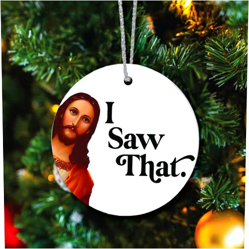 Musemory Funny Ornaments Christmas 2024, Jesus I Saw That Ornament, Santa Ornaments for Christmas Tree, Funny Santa Ornaments for Christmas Tree 2024, Friendship Elephant Ornament