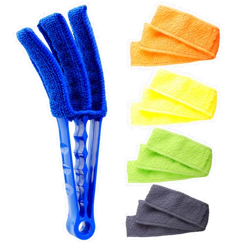 Hiware Window Blind Cleaner Duster Brush with 5 Microfiber Sleeves - Blind Cleaner Tools for Window Shutters Blind Air Conditioner Jalousie Dust