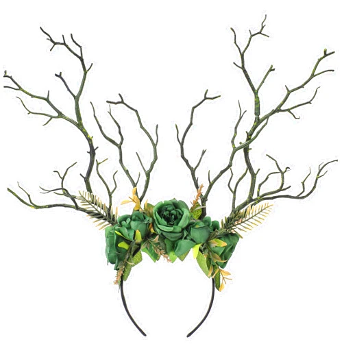 MOSTORY Woodland Deer Antler Headband - Fairy Costume for Woman Branch Crown for Renaissance Halloween Renfaire Cosplay
