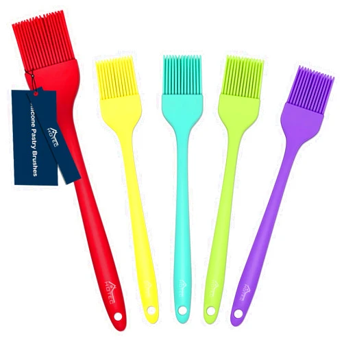 HOTEC Silicone Heat Resistant Marinading Meat Grill Basting Pastry Brush for Oil Butter Sauce Sausages Desserts Turkey Baster Grill Barbecue, Multicolor