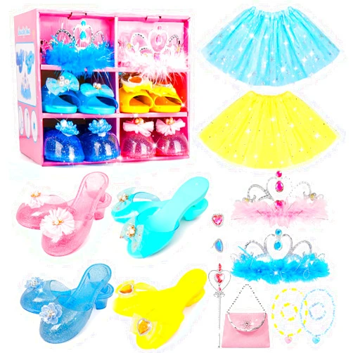 Meland Princess Dress Up for Girls - Dress Up Clothes for Girls with Princess Shoes, Princess Toys for Girls 3,4,5,6 Year Old