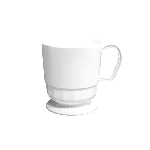 Party Essentials 8-Ounce Hard Plastic Tea Mugs/Coffee Cups with Handles, 40-Count, Deluxe White