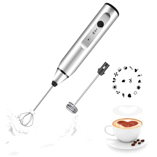 Gbivbe Milk Frother Handheld, Gbivbe Rechargeable Whisk Drink Mixer for Coffee with Art Stencils, Coffee Mixer for Cappuccino, Hot Chocolate Match, Frappe, Hot Chocolate, Egg Whisk