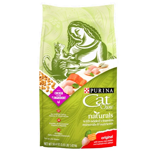 Purina Cat Chow Naturals With Added Vitamins, Minerals and Nutrients Dry Cat Food, Naturals Original - (Pack of 4) 3.15 lb. Bags