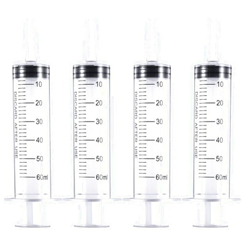Frienda Large Plastic Syringe 4 Pack Measuring Syringe Tools Dispensing Multiple Uses(60 ml)