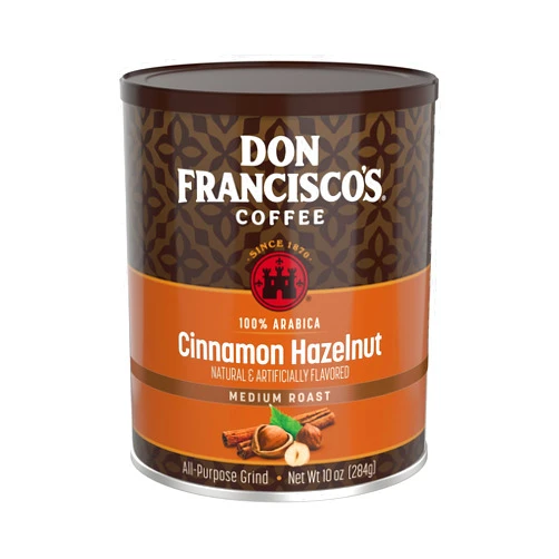 Don Francisco's Cinnamon Hazelnut Ground Flavored Coffee: Rich, Aromatic 100% Arabica Blend - Medium Roast for a Delightful Morning Brew (10 oz Can)