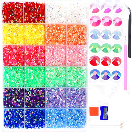 LIUDAMAI 33000PCS Jelly AB Resin Rhinestones 3mm Flatback Crystals Strass Glitters Stone for DIY Decoration Super Glitter Crystal Flatback Stones Bulk Rhinestone for Nail Art (C16)