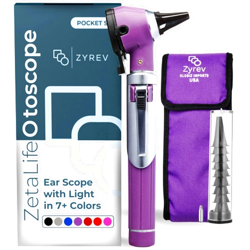 Zyrev ZetaLife Otoscope - Ear Scope with Light, Ear Infection Detector, Pocket Size (Purple Color)