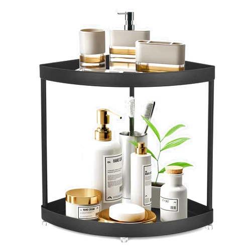 MASALUO 2 Tier Bathroom Countertop Organizer, Corner Storage Shelf Counter Standing Rack Cosmetic Vanity Tray Kitchen Spice Rack, Black