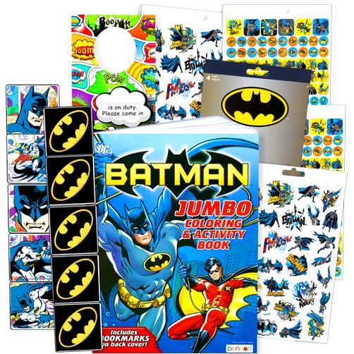 Disney Batman Stickers Activity Set - Bundle Includes Batman Sticker Pad, Batman Reward Stickers, Batman Coloring Book, and 2-sided Superhero Door Hanger