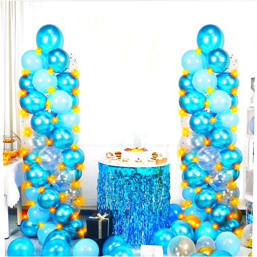 Cicicooie Balloon Column Stand Kit with Balloons & String Light, 2 Set Balloon Holder, 7 Feet Height Adjustable Balloon Tower Pillar with Reusable Metal Telescopic Design for Birthday Party,Wedding (Blue)