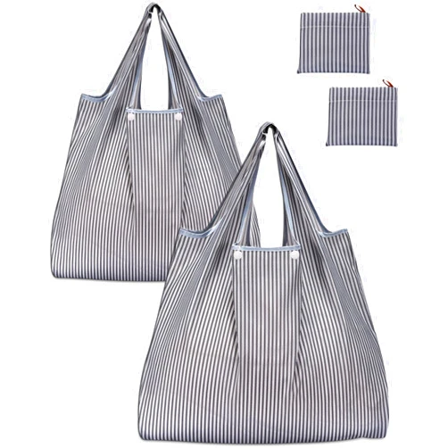 KINGMAS Reusable Grocery Bags, Eco-Friendly Folding Tote Shopping Bag fits in Pocket, Washable Waterproof Nylon Pouch Bags