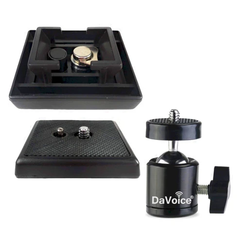DaVoice Tripod Quick Release Plate Replacement for Vivitar VPT-120/240/360 Barska Deluxe AF10374 Celestron 360 Degree Aluminum Alloy Rotating Swivel Mini Tripod Ball Head 1/4