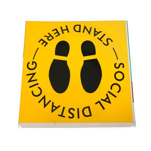 MAVIS LAVEN 5PCS Social Distancing Floor Stickers, Bright Colors, Easy to Apply, Removable for Public Areas Like Shops and Hospitals (Yellow)