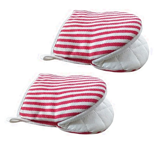 CoekMoed Mini Oven Mitts, Kitchen Oven Gloves Kitchen Mittens 500 Degrees Heat Resistant Baking Gloves with Hanging Loops Hot Gloves for Cooking, Baking (red)