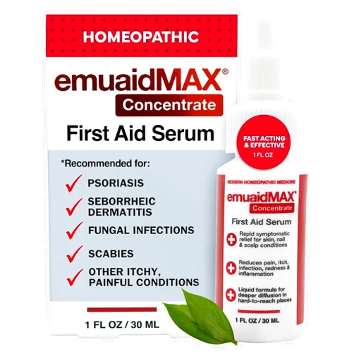 emuaid EMUAIDMAX Concentrate Homeopathic First Aid Serum, All-Natural Solution for Itchy, Painful Skin Conditions, Targets Psoriasis, Eczema, Folliculitis, Nail Fungus, Seborrheic Dermatitis, 1oz