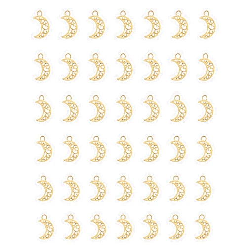 Ruwado 50 Pcs Moon Charms for Jewelry Making 1.8 x 1.1 cm Metal Hollow Moon Shape for DIY Necklace Bracelets Earring Key Ring Crafting Supplies Christmas Décor