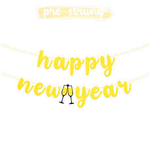 LINGTEER Happy New Year Gold Glitter Bunting Banner Cheers to 2022 New Year Holiday Party Decorations Sign
