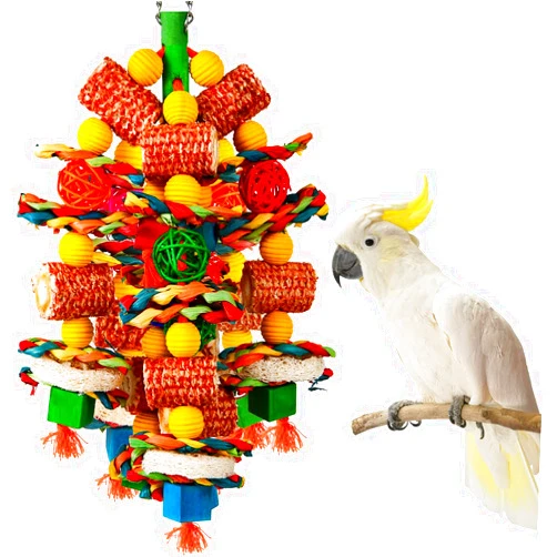 YIXUND Bird Toys, Parrot Toys for Large Birds,Natural Corn cob and Loofah Slices Bird chew Toys for African Grey Parrots, Macaws, Cockatoos, Amazon Parrot and other Small and Medium-Sized Parrot (Colorful)