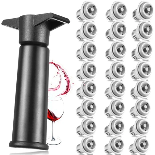 Honoson 18 Pieces Wine Saver Pump with Vacuum Wine Stopper Reusable Wine Preserver Practical Wine Keeper Bottle Sealer Keep Wine Fresh for Kitchen Office Home Adult Party Favor Supplies (Gray)