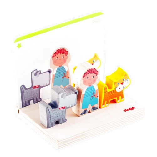 HABA Wooden Stacking Toy for Toddlers, On the Farm Educational STEM Blocks for 2+ Year Old, Montessori Learning Toys Made in Germany, Toddler Building Blocks Set with 5 Template Cards for Ages 2-4