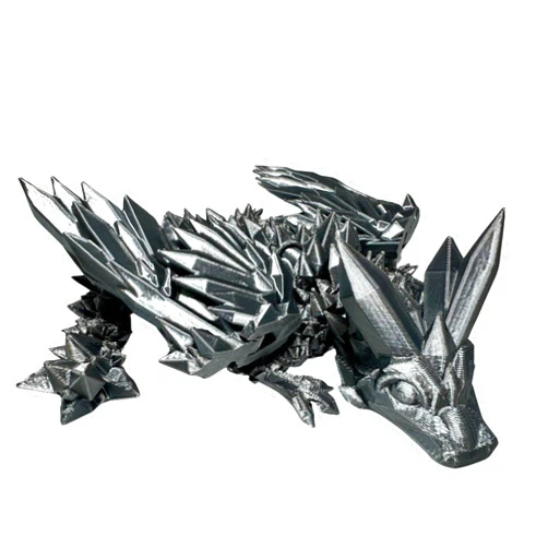 Generic Luke's Lizards - 7 inch 3D Printed Dragon with Wings - Gray Articulated Dragon, Colors May Vary - 3D Crystal Dragon with Moveable Wings - 1 Pack, 3DD-CWM-7