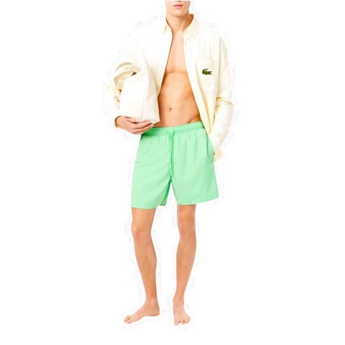 Lacoste Men's Mid Length Monochrome Swim Trunks
