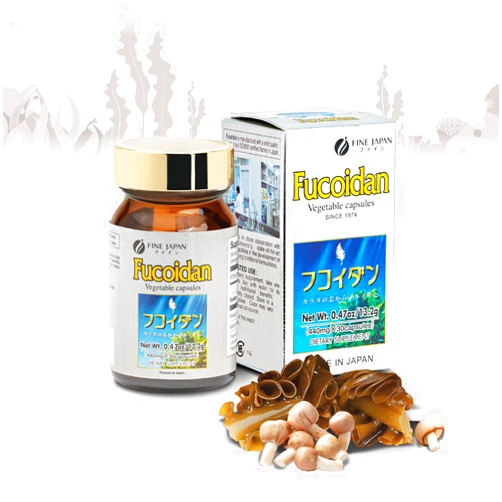 FINE JAPAN Fucoidan Capsules with Mekabu Seaweed & Agaricus Mushroom - 30 Capsules - Immune Support Supplement - Made in Japan - GMP, ISO9001 Certified