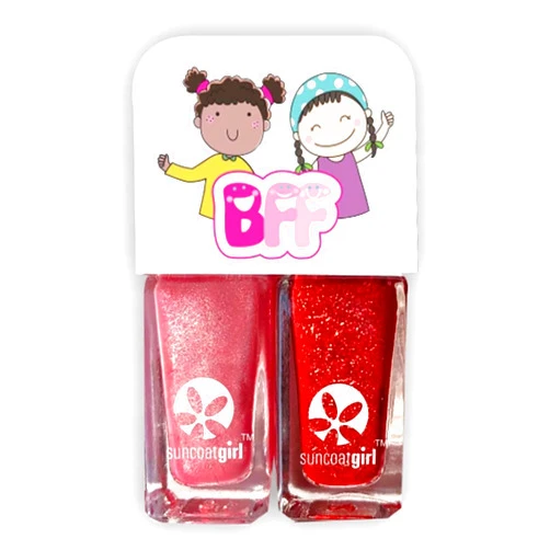 Suncoatgirl Kids Nail Polish BFF Glitter Glam Duo Set - Safe Non-Toxic Water-Based Nail Polish, Odorless, Peels Off Quickly, Nail Polish Gifts for Girls, Kids & Toddlers (Beauties)