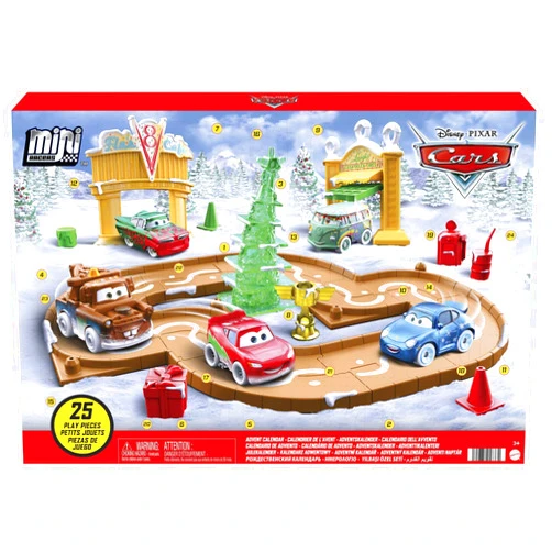 Disney Cars Toys ​Disney and Pixar Cars Toys Mini Racers Advent Calendar with 5 Toy Cars, Track Pieces and Mini-Toy Accessories 25 Surprises Holiday Gifts for Kids