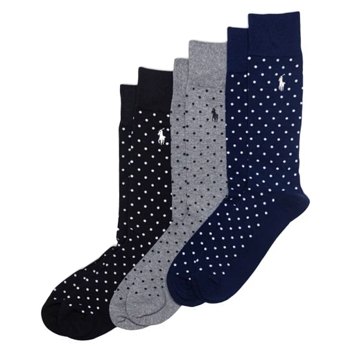 POLO RALPH LAUREN mens Argyle Pattern Dress Crew Socks - 3 Pair Pack - Soft Lightweight Cotton Comfort