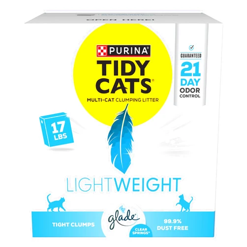 Tidy Cats Purina Tidy Cats Low Dust, Multi Cat, Clumping Cat Litter Odor Control Formula, LightWeight Glade Clear Springs - 17 lb. Box