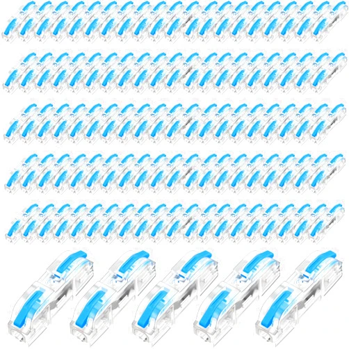 Zhengmy 100 Set Lever Wire Connectors Compact Splicing Wire Connectors Terminal Blocks Assortment for 28-12 AWG, Soft and Hard Wire Universal(Blue)