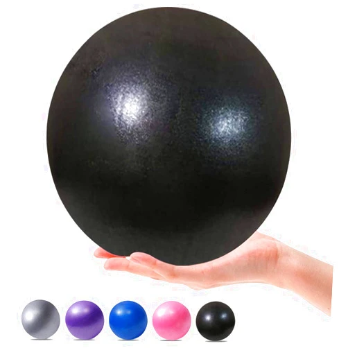 MOMPLUS 9 Inch Exercise Pilates Mini Yoga Balls Barre for Home Stability Squishy Training Physical Therapy Improves Balance with Inflatable Straw(Black)