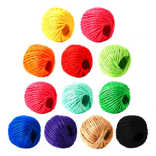 HSTECH 12 Rolls 2mm 3 ply Colorful Natural Jute String for Artworks, Handmade Crafts, Plant Hanger, Gift Wrapping String, DIY Crafts, Picture Display and Embellishments, Gardening