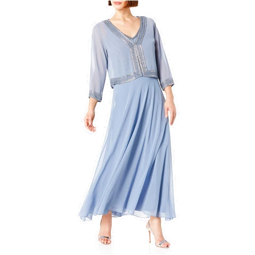 J Kara Women's Petite Beaded Jacket Dress