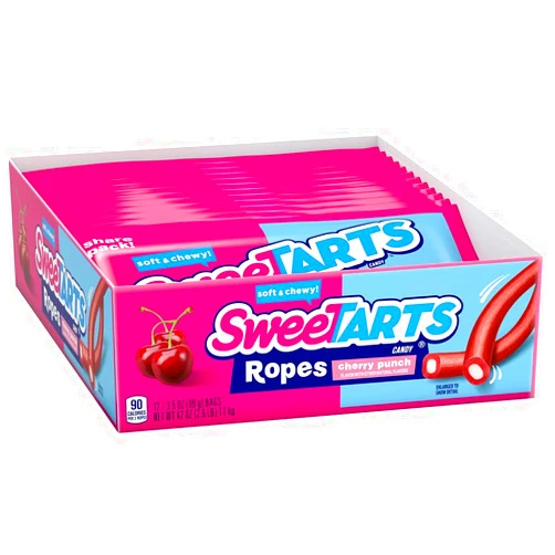 SWEETARTS CHERRY PUNCH ROPES - KING SIZE 3.5oz (12 in a Pack)