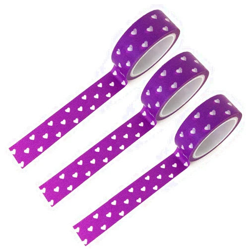 GREATLOVE Hosfairy 3pcs Lovely Purple Paper Tape for Arts and Crafts, DIY, Scrapbook -Decorative, Creative, Re-positional, Multi-Purpose, Office Adhesive Tape