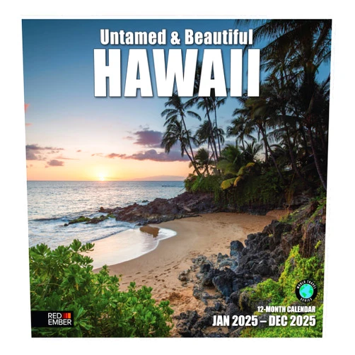 RED EMBER Untamed & Beautiful Hawaii 2025 Hangable Monthly Wall Calendar | 12