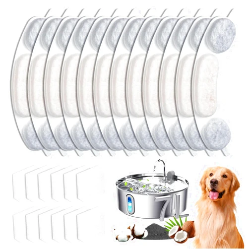 HAVANSIDY 16 Sets Pet Dog Replacement Filters Compatible with Smartoo 7l/236oz/1.8G Dog Water Fountain, Water Fountain Filters for Stainless Steel Dog Water Fountain