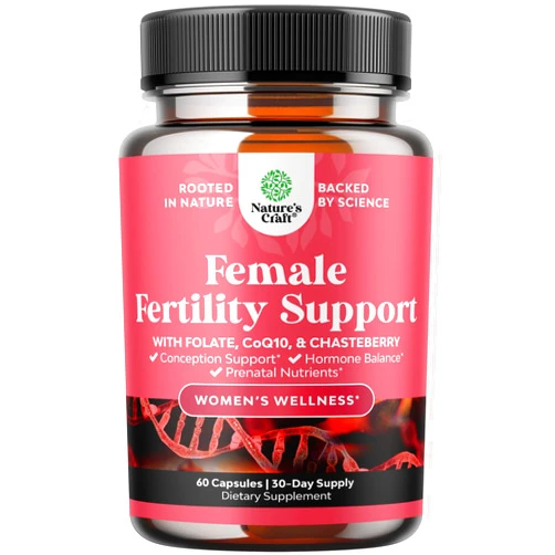 Natures Craft Fertility Supplement for Women with Prenatal Multivitamins - Female Fertility Support with Prenatal Choline Inositol Folate Chasteberry and CoQ10 Fertility Blend for Women to Promote Faster Conception
